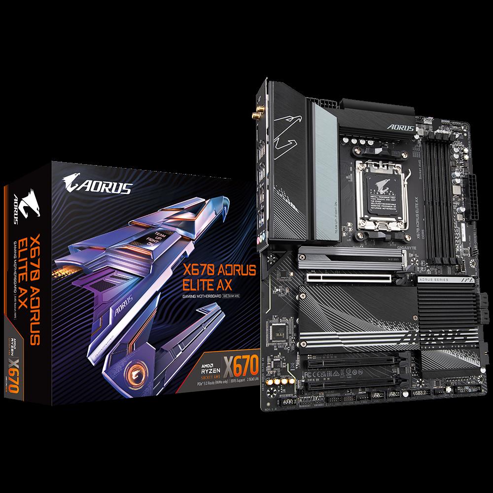 Купить GIGABYTE AORUS X670 ELITE AX - 1,0 - Motherboard - ATX - Socket AM5 - AMD X670 Chipsatz - USB 3,2 Gen 1, USB 3,2 Gen 2, USB-C Gen 2x2 - 2,5 Gigabit LAN, Wi-Fi 6, Bluetooth - Onboard-Grafik (CPU erforderlich) - High Defin (X670 AORUS ELITE AX) в магазине wardena.ru