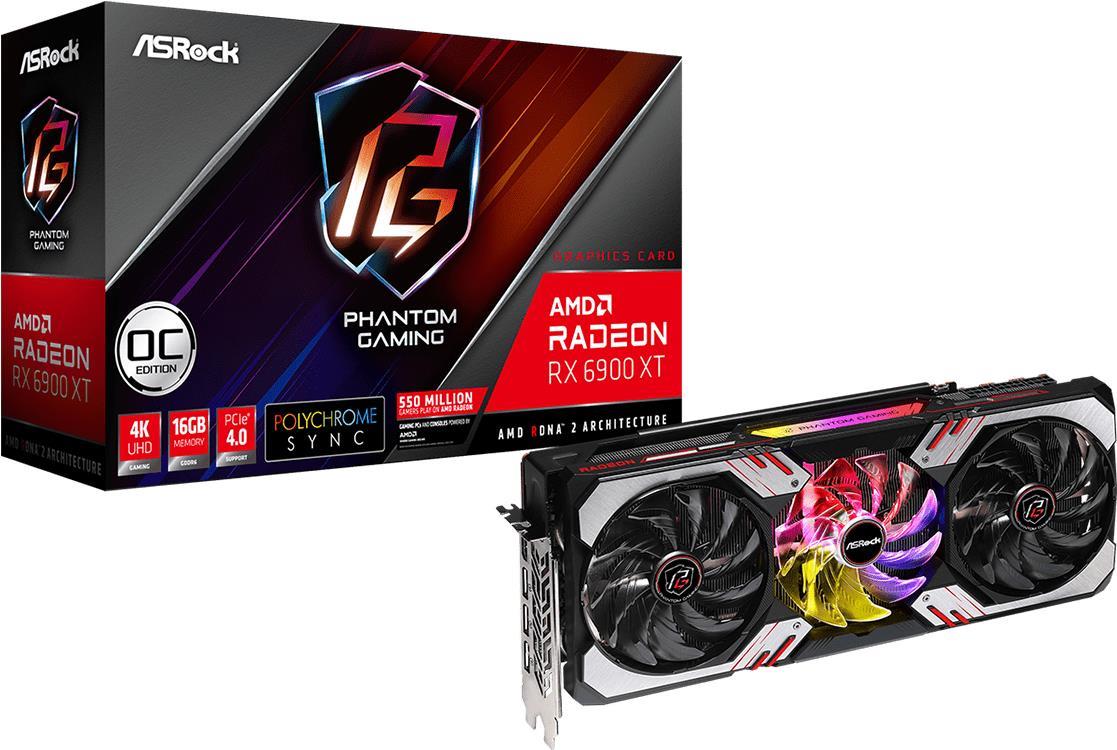 Купить Asrock Phantom Gaming 90-GA2DZZ-00UANF Grafikkarte AMD Radeon RX 6900 XT 16 GB GDDR6 (90-GA2DZZ-00UANF) в магазине wardena.ru