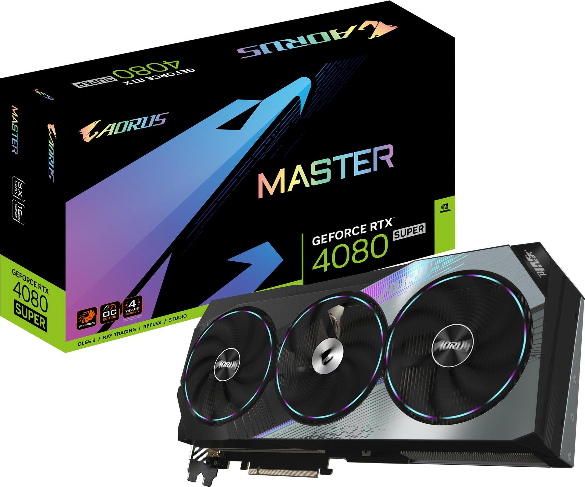 Купить Gigabyte AORUS GeForce RTX 4080 SUPER MASTER 16G - GeForce RTX 4080 SUPER - 16 GB - GDDR6X - 256 Bit - 7680 x 4320 Pixel - PCI Express 4.0 (GV-N408SAORUS M-16GD) в магазине wardena.ru