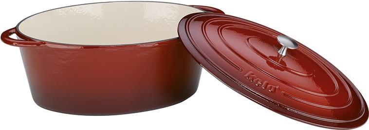 Купить Kela 11943 Bräter mit Deckel, Gusseisen, Emaille-Beschichtung, 9L, rot, oval (11943) в магазине wardena.ru