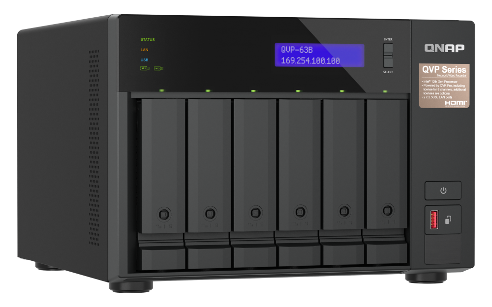 Купить QNAP QVP-63B NAS & Speicherserver Tower Eingebauter Ethernet-Anschluss Schwarz (QVP-63B) в магазине wardena.ru