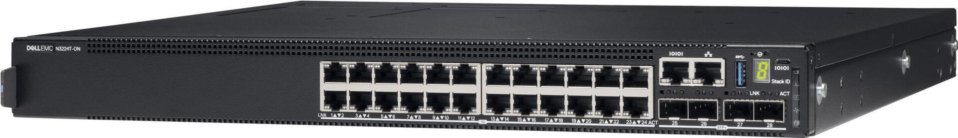 Купить Dell EMC PowerSwitch N3200-ON Series N3224T-ON - Switch - L3 - managed - 24 x 10/100/1000 + 4 x 10 Gigabit SFP+ + 2 x 100 Gigabit QSFP28 - Luftstrom von vorne nach hinten - an Rack montierbar - CAMPUS Smart Value (210-ASPF) в магазине wardena.ru