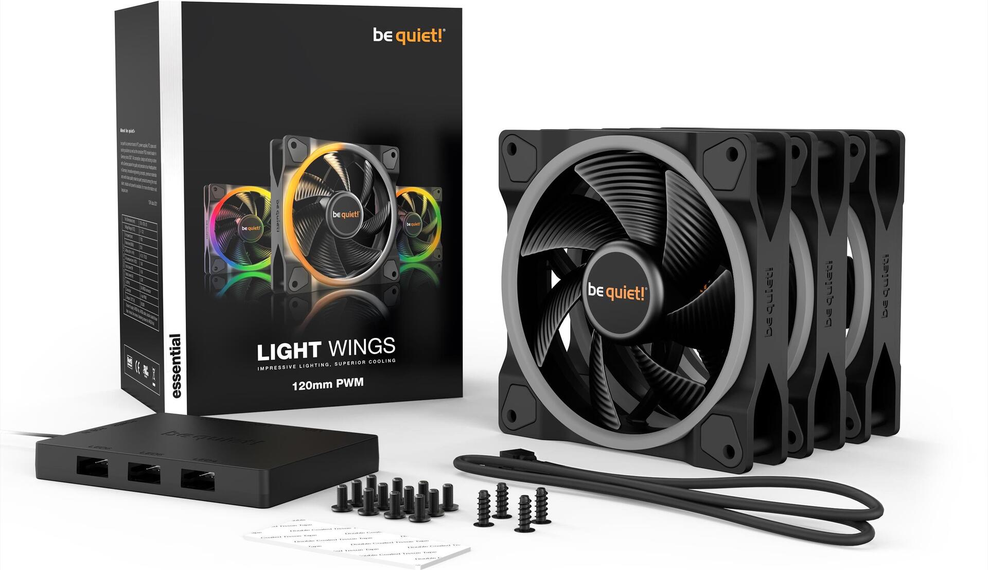 Купить be quiet! Light Wings - Gehäuselüfter - PWM - 120 mm - Schwarz (Packung mit 3) (BL076) в магазине wardena.ru