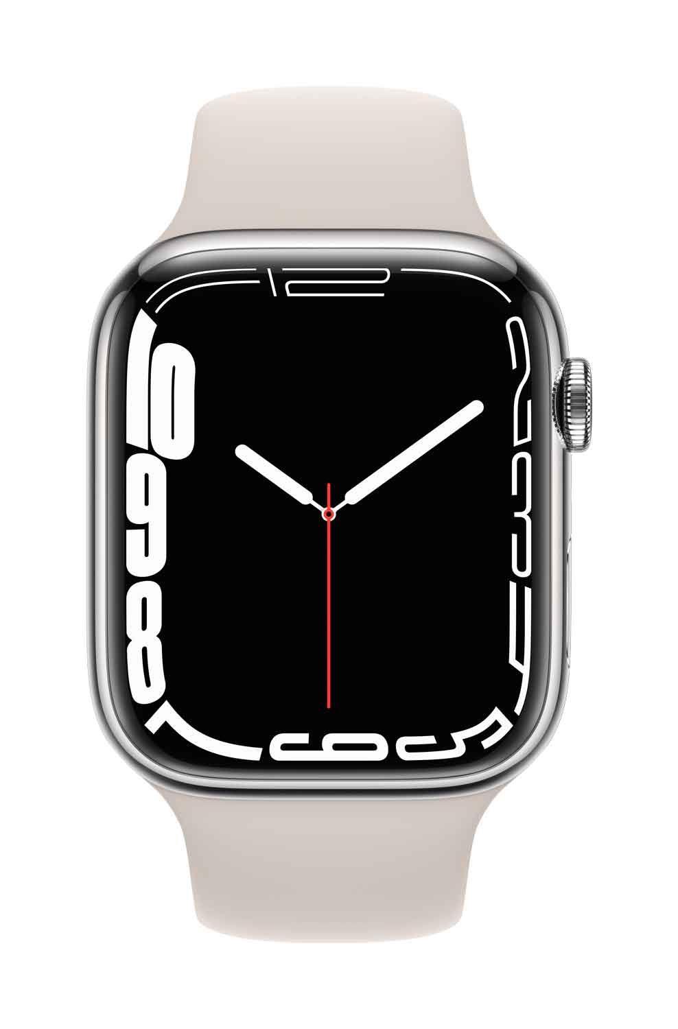 Купить Apple Watch Series 7 (GPS + Cellular) - 45 mm - Silver Edelstahl - intelligente Uhr mit Sportband - Flouroelastomer - Starlight - Bandgröße: regelmäßig - 32 GB - Wi-Fi, Bluetooth - 4G - 51.5 g (MKJV3FD/A) в магазине wardena.ru