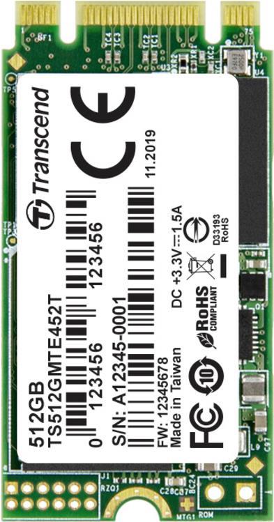 Купить Transcend MTE452T - SSD - 512 GB - intern - M.2 2242 (doppelseitig) (M.2 2242 (doppelseitig)) - PCIe 3.1 x2 (NVMe) - AES (TS512GMTE452T) в магазине wardena.ru