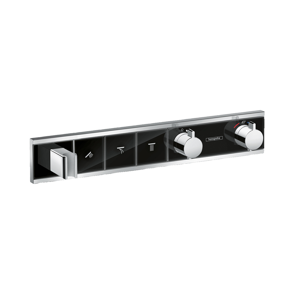 Купить Hansgrohe RainSelect Термостат для душа скрытого монтажа с 3 кнопками хром-черный матовый 15356600 в магазине wardena.ru