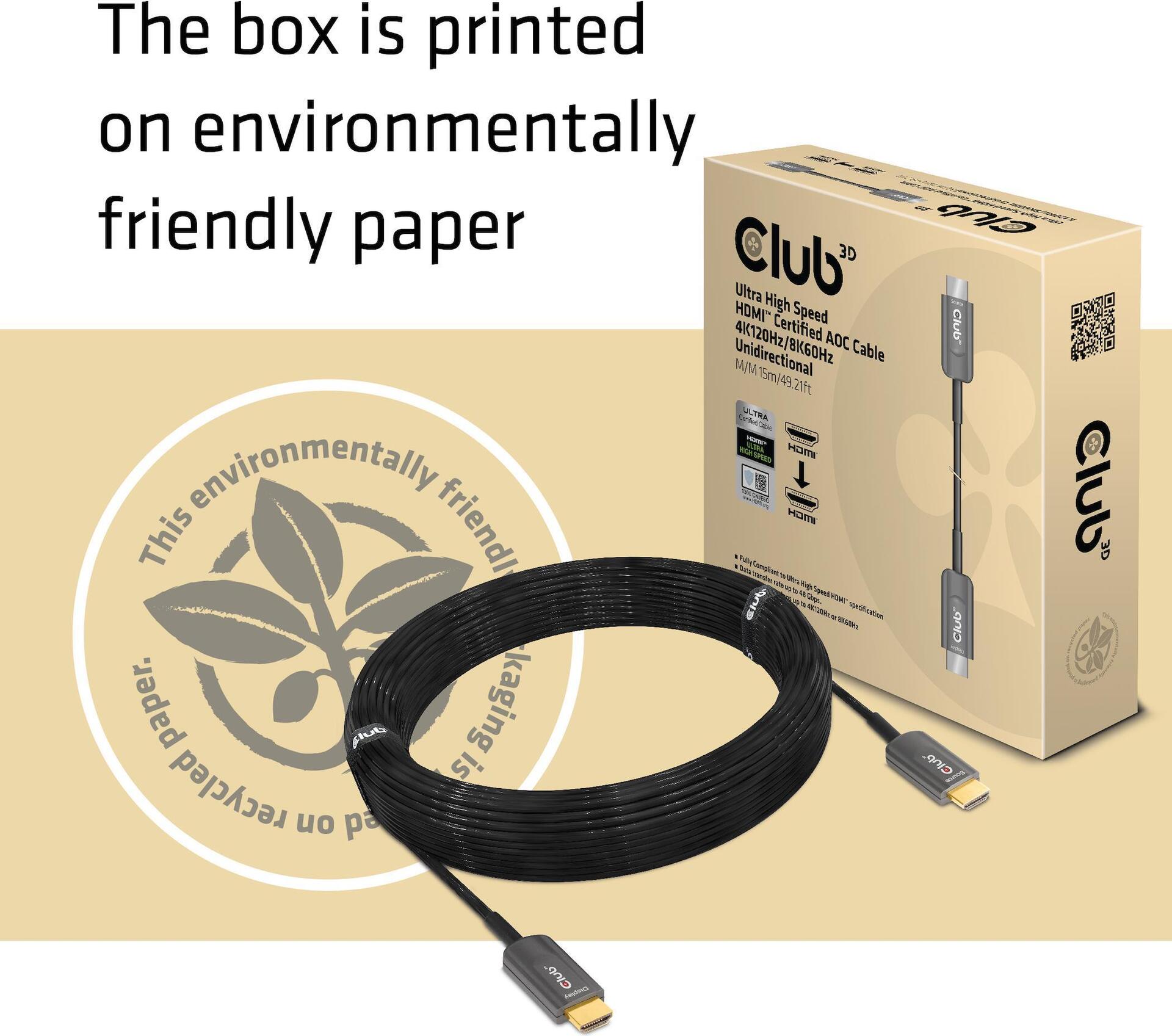 Купить Club 3D CAC-1377 - Ultra High Speed HDMI-Kabel - HDMI (M) bis HDMI (M) - 15 m - Glasfaser - Active Optical Cable (AOC), Support von 4K 120 Hz, Support von 8K 60 Hz, unidirektional в магазине wardena.ru