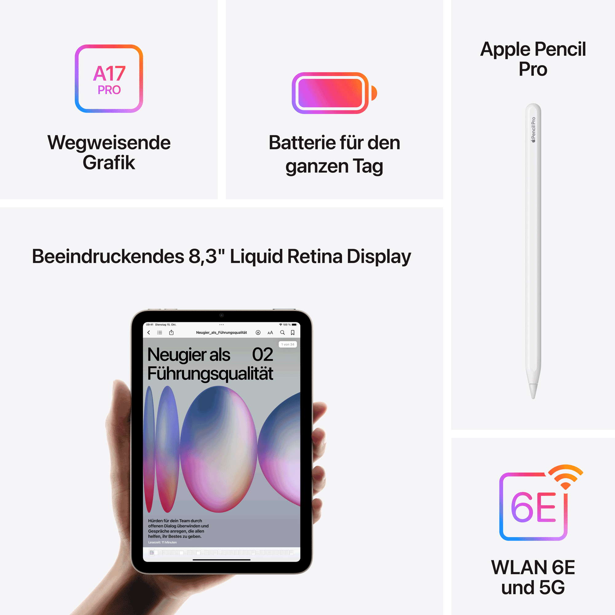 Купить Apple iPad mini 8.3 Wi-Fi + Cellular 128GB (polarstern) (MXPQ3NF/A) в магазине wardena.ru