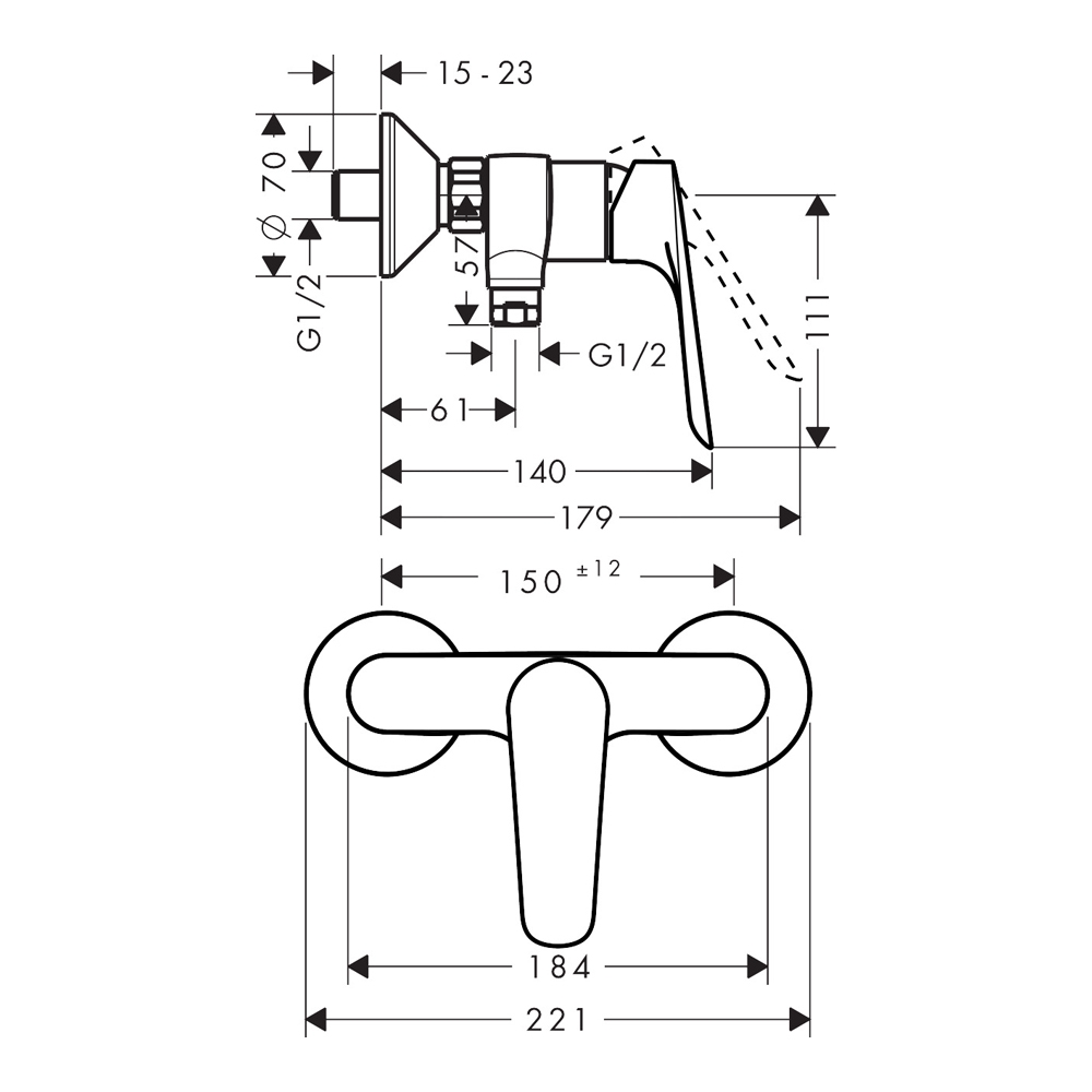Купить Hansgrohe Logis E Смеситель для душа, однорычажный хром 71610000 в магазине wardena.ru
