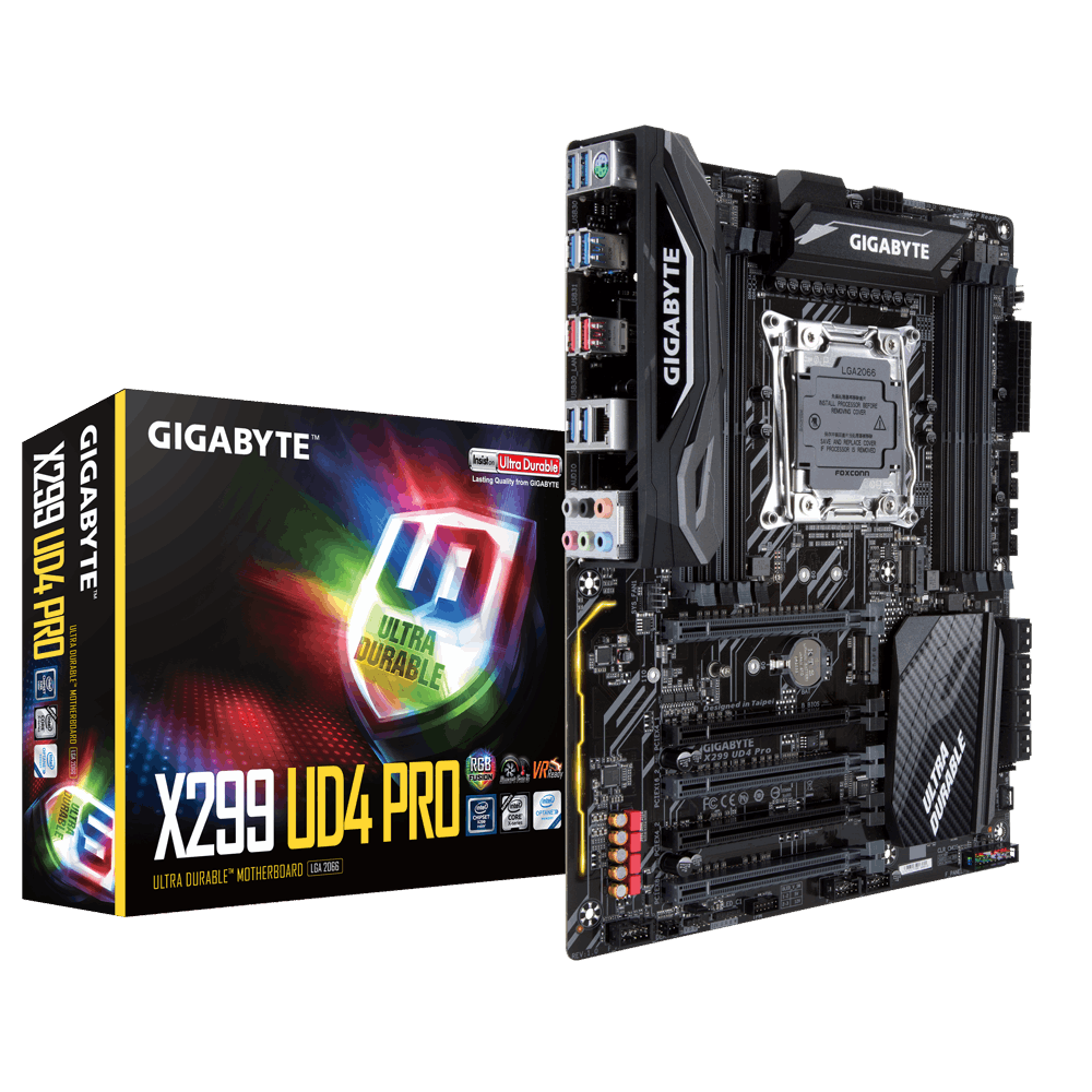 Купить Gigabyte X299 UD4 Pro - 1,0 - Motherboard - ATX - LGA2066 Socket - X299 - USB 3,1 Gen 1, USB 3,1 Gen 2 - Gigabit LAN - HD Audio (8-Kanal) (X299 UD4 PRO) в магазине wardena.ru