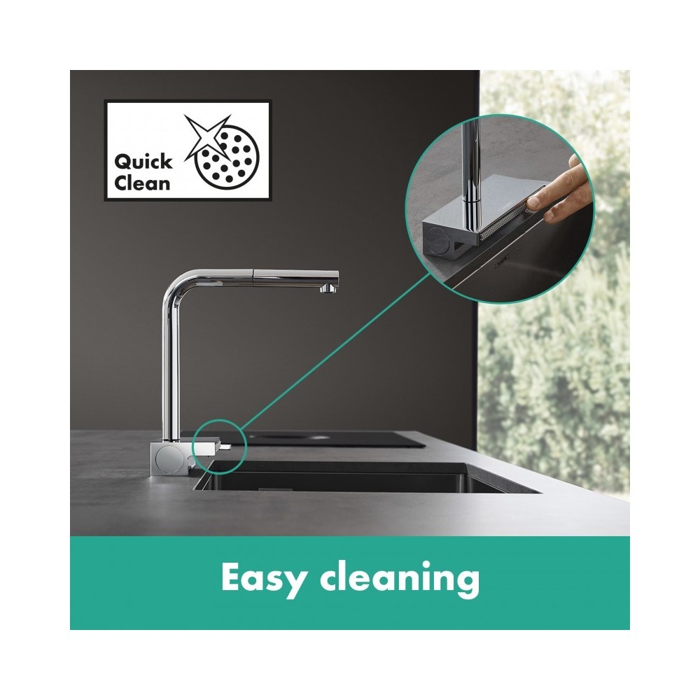 Купить Hansgrohe Aquno Select M81 Кухонный смеситель однорычажный 250 с вытяжным душем 2jet sBox сталь 73830800 в магазине wardena.ru