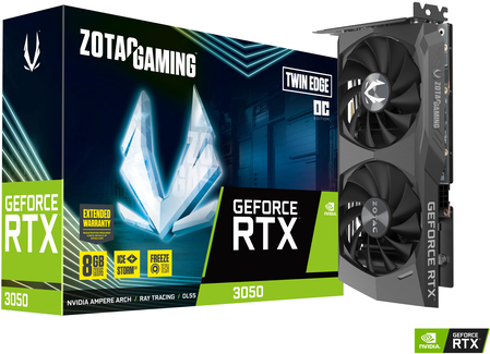 Купить ZOTAC GAMING GeForce RTX 3050 Twin Edge OC - Grafikkarten - GF RTX 3050 - 8 GB GDDR6 - PCIe 4.0 x8 - HDMI, 3 x DisplayPort (ZT-A30500H-10M) в магазине wardena.ru