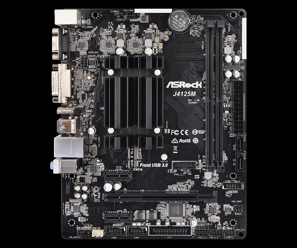 Купить ASRock J4125M - Motherboard - micro ATX - Intel Celeron J4125 - USB 3.2 Gen 1 - Gigabit LAN - Onboard-Grafik - HD Audio (8-Kanal) (90-MXBCA0-A0UAYZ) в магазине wardena.ru