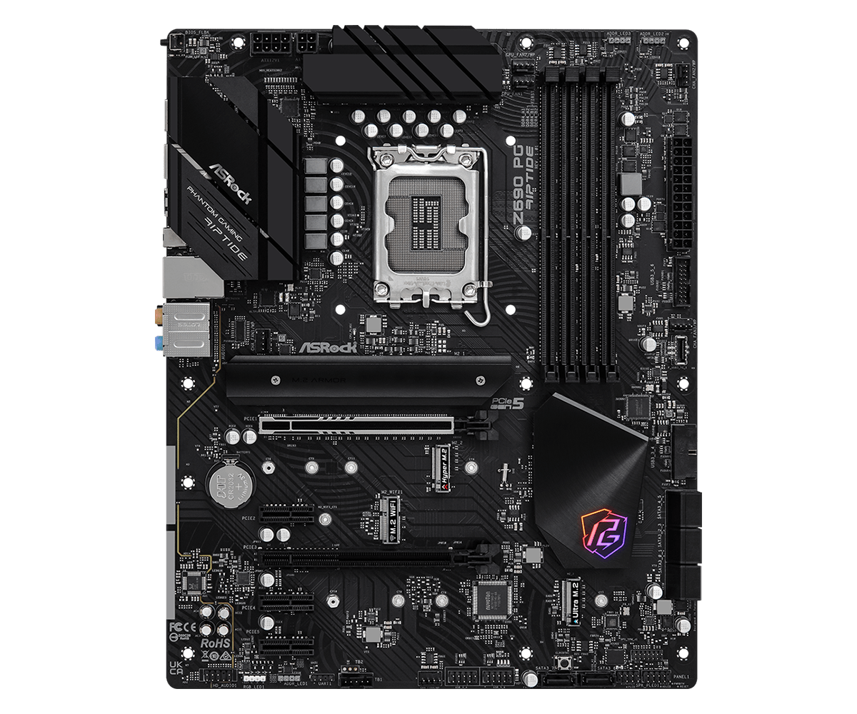 Купить ASRock Z690 PG Riptide - Motherboard - ATX - LGA1700-Sockel - Z690 Chipsatz - USB-C Gen1, USB 3,2 Gen 1, USB 3,2 Gen 2, USB-C Gen 2x2 - 2,5 Gigabit LAN - Onboard-Grafik (CPU erforderlich) - HD Audio (8-Kanal) (90-MXBHQ0- (90-MXBHQ0-A0UAYZ) в магазине wardena.ru