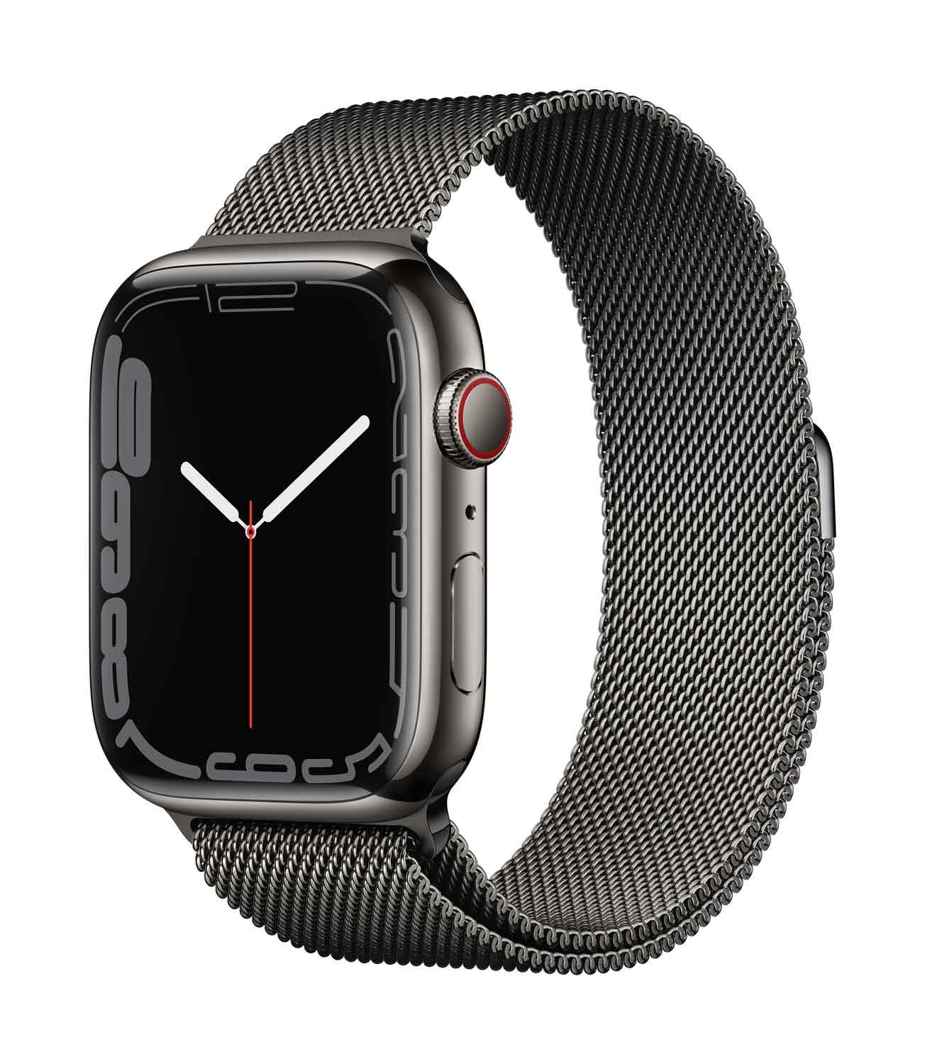 Купить Apple Watch Series 7 (GPS + Cellular) - 45 mm - Graphite Stainless Steel - intelligente Uhr mit Milanaise Armband - Edelstahl - Graphit - Handgelenkgröße: 150-200 mm - 32GB - Wi-Fi, Bluetooth - 4G - 51,5 g (MKL33FD/A) в магазине wardena.ru