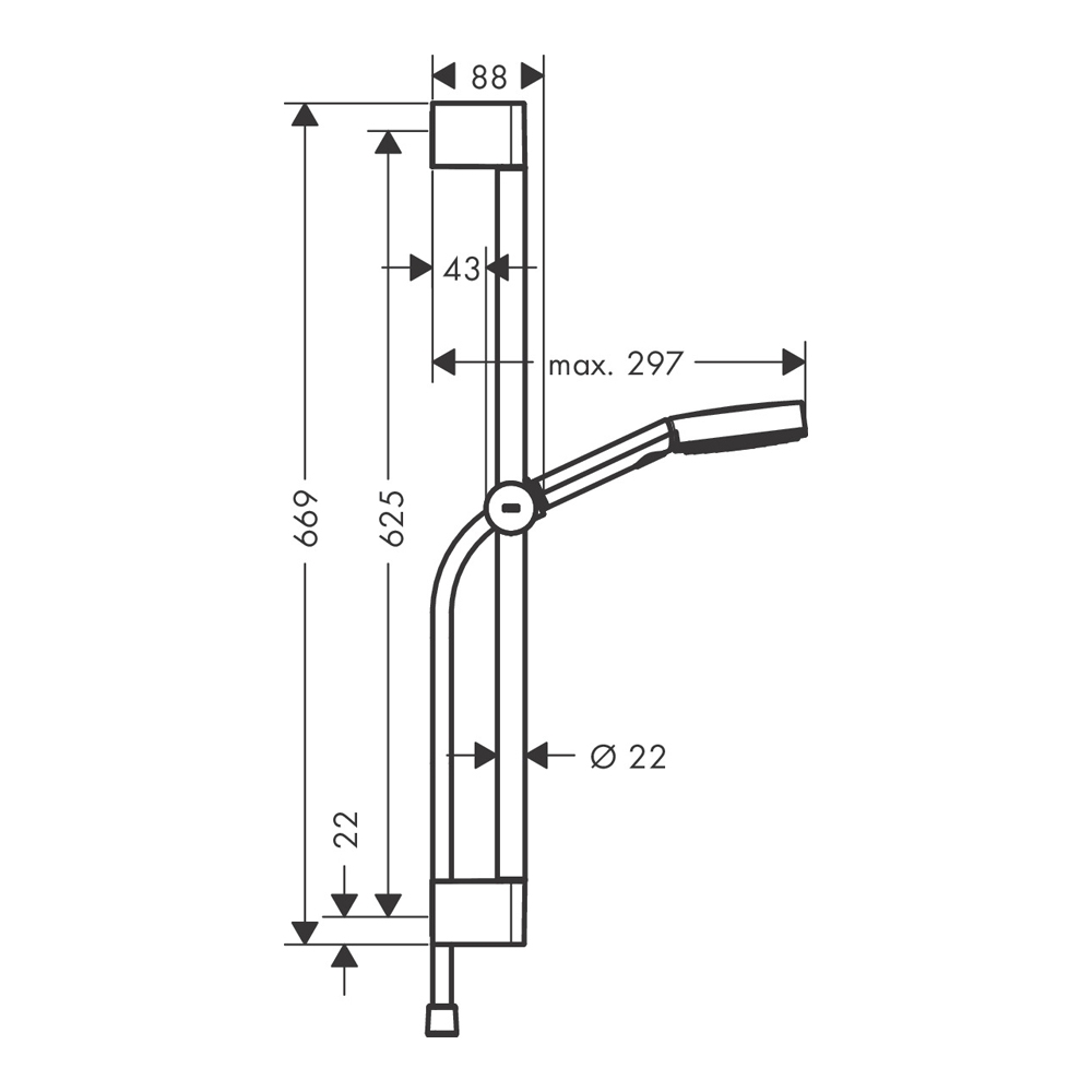 Купить Hansgrohe Pulsify Select S Душевой набор 105 3jet Relaxation cо штангой 65 см хром 24160000 в магазине wardena.ru