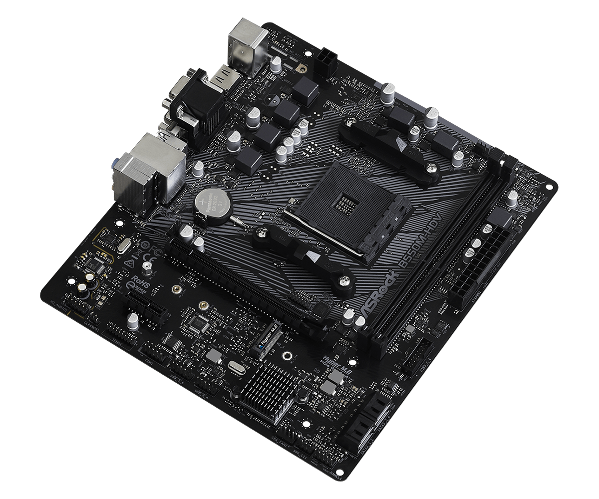 Купить ASRock B550M-HDV - Motherboard - micro ATX - Socket AM4 - AMD B550 Chipsatz - USB 3.2 Gen 1 - Gigabit LAN - Onboard-Grafik (CPU erforderlich) - HD Audio (8-Kanal) (90-MXBDJ0-A0UAYZ) в магазине wardena.ru