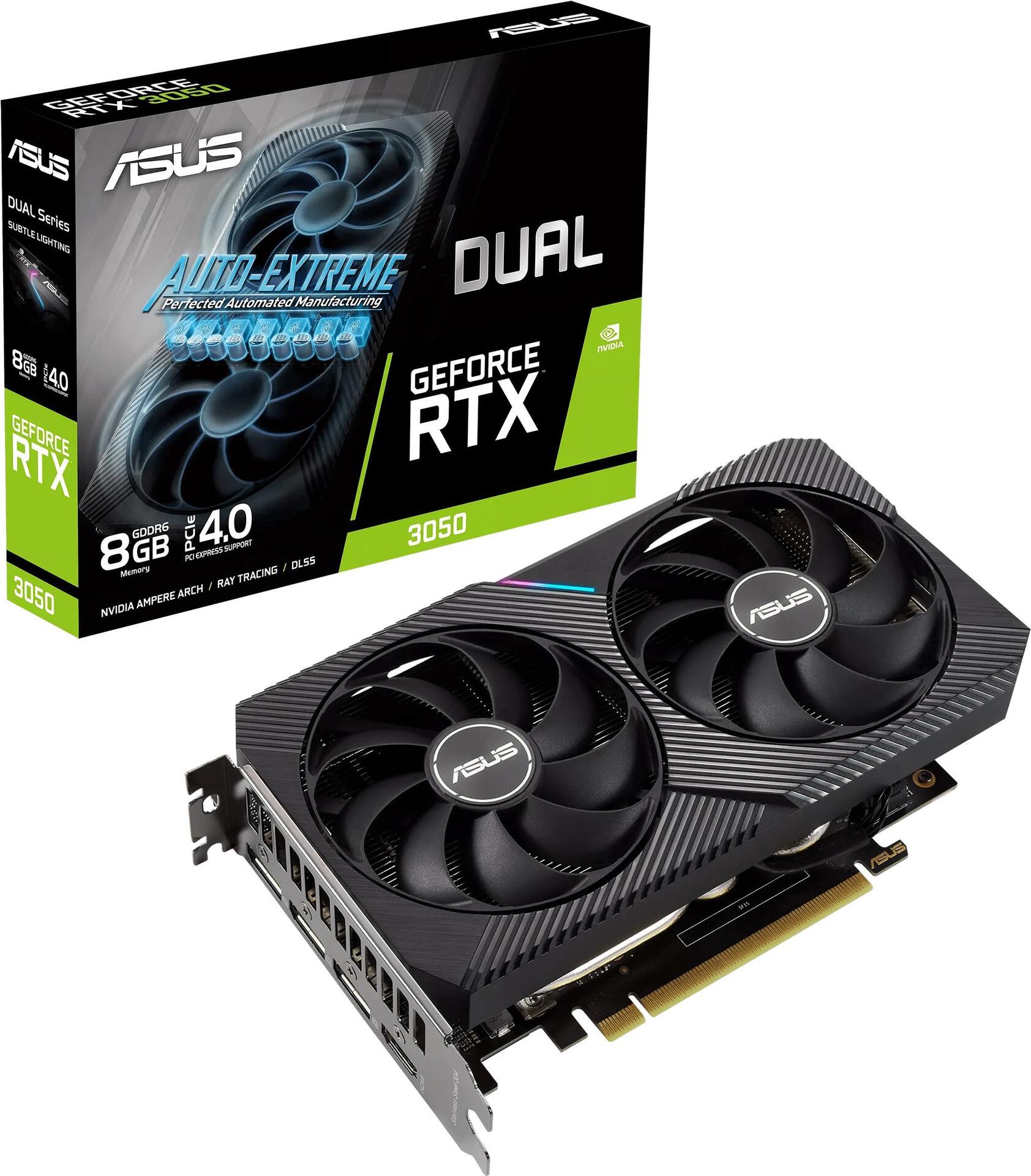 Купить ASUS Dual GeForce RTX 3050 - Grafikkarten - GF RTX 3050 - 8 GB GDDR6 - PCIe 4.0 - HDMI, 3 x DisplayPort (90YV0HH1-M0NA00) в магазине wardena.ru