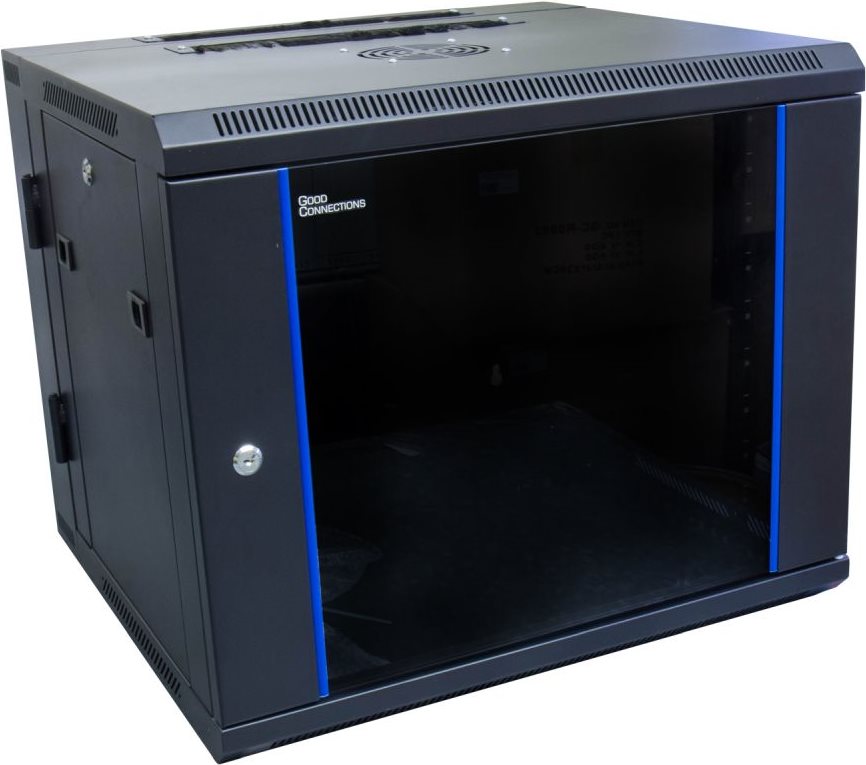 Купить 19" Wandgehäuse, 9HE, tiefschwarz (RAL9005) Rückseite schwenkbar, 600 x 550mm, fertig montiert, mit Lüfter, Good Connections® (GC-R0013) в магазине wardena.ru