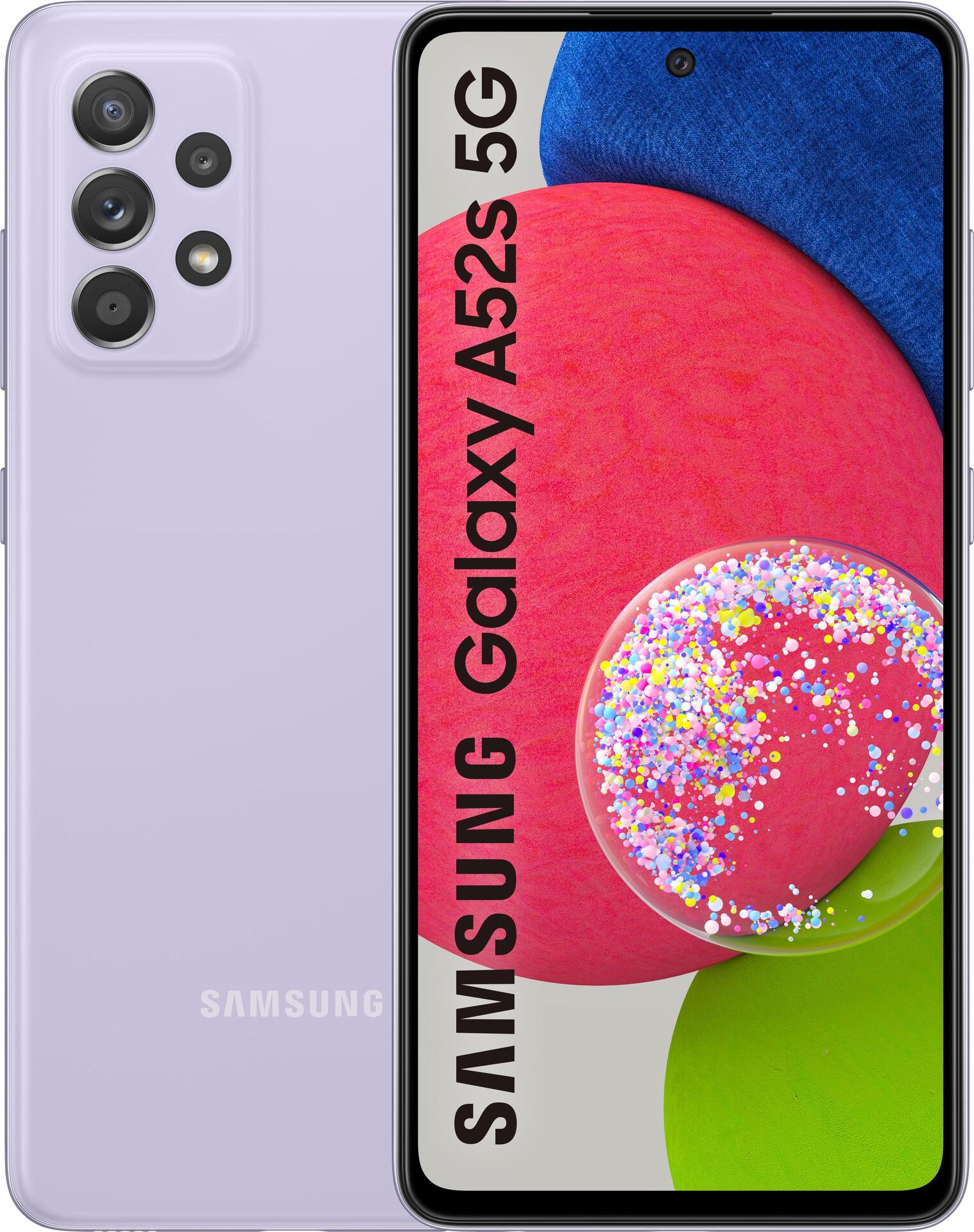 Купить Samsung Galaxy A52s 5G - 5G Smartphone - Dual-SIM - RAM 8 GB / Internal Memory 256 GB - microSD slot - OLED-Display - 6.5" - 2400 x 1080 Pixel - 4x x Rückkamera 64 MP, 12 MP, 5 MP, 5 MP - front camera 32 MP - Awesome Vio (SM-A528BLVHEUB) в магазине wardena.ru