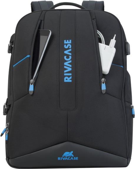 Купить Riva Case Borneo Series 7860 - Notebook-Rucksack - 43,9 cm (17.3") - Schwarz, Icy Blue (7860 BLACK) в магазине wardena.ru