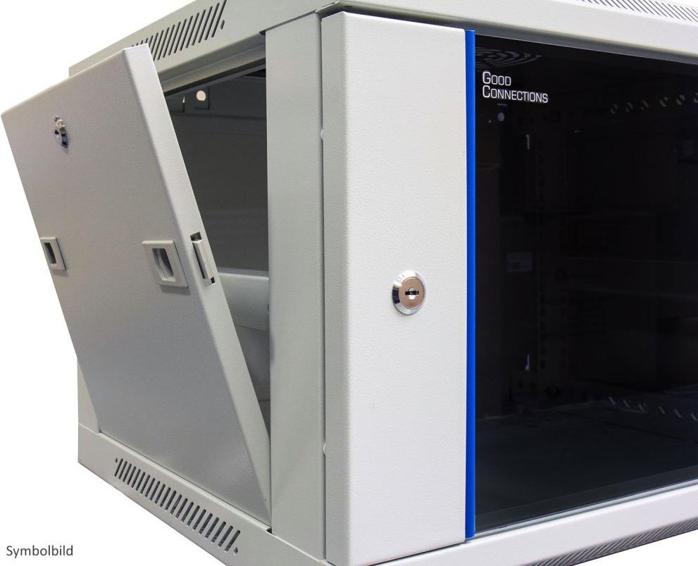 Купить 19" Wandgehäuse, 9HE, lichtgrau (RAL7035) Rückseite schwenkbar, 600 x 550mm, fertig montiert, mit Lüfter, Good Connections® (GC-R0010) в магазине wardena.ru