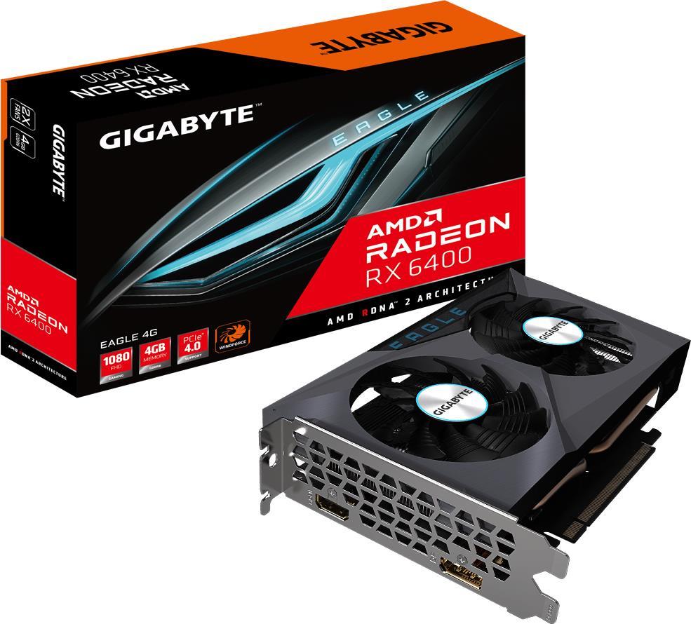 Купить Gigabyte Radeon RX 6400 EAGLE 4G - Grafikkarten - Radeon RX 6400 - 4GB GDDR6 - PCIe 4,0 - HDMI, DisplayPort (GV-R64EAGLE-4GD) в магазине wardena.ru