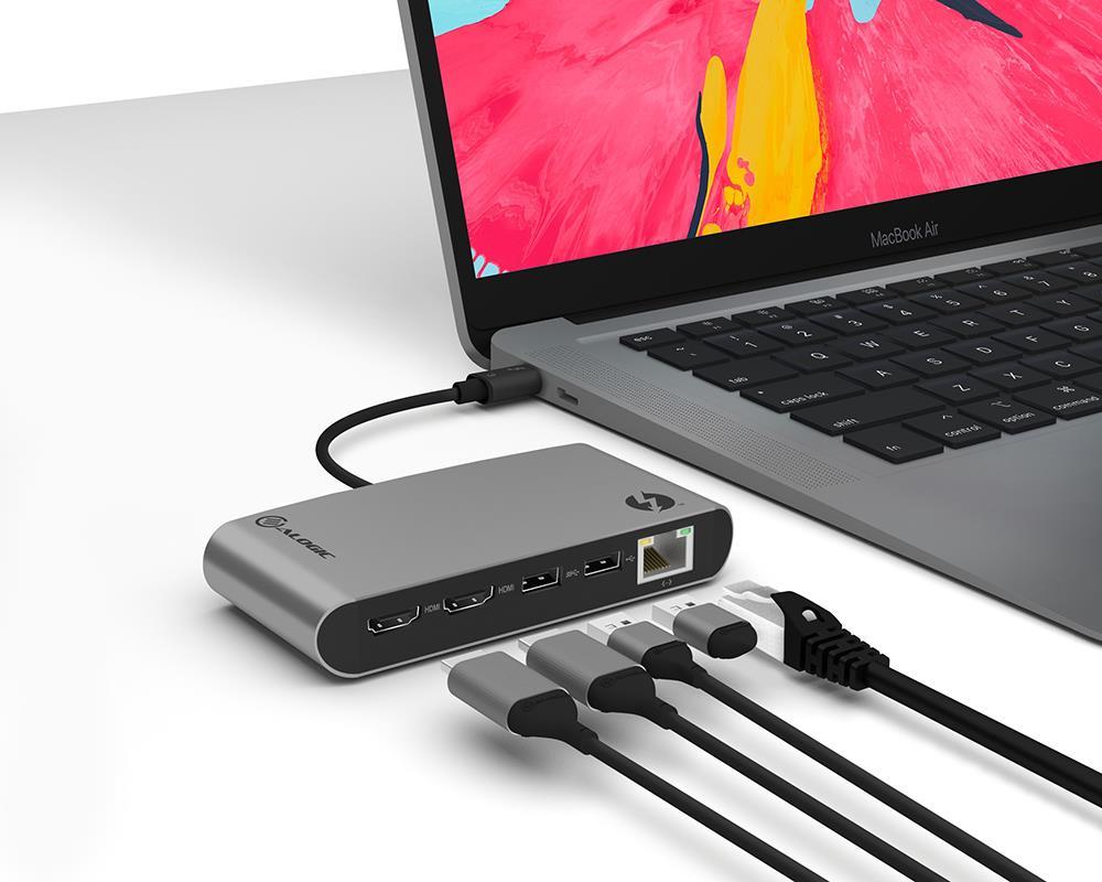 Купить ALOGIC TB3D2DPBL-SGR - Thunderbolt 3 - DisplayPort,RJ-45,USB 3.2 Gen 1 (3.1 Gen 1) - Schwarz - Grau - Windows 10 - Mac OS X 10.12 Sierra - Mac OS X 10.13 High Sierra - Mac OS X 10.14 Mojave - 124 mm (TB3D2DPBL-SGR) в магазине wardena.ru