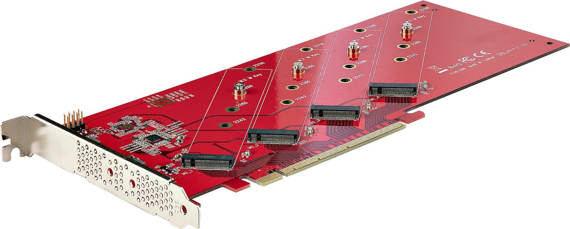 Купить STARTECH.COM Quad M.2 PCIe Adapterkarte PCI Express 4.0 x16 auf Vierfach NVMe oder AHCI M-Key M.2 SSDs 7,8GBit/s je SSD Bifurkation (QUAD-M2-PCIE-CARD-B) в магазине wardena.ru