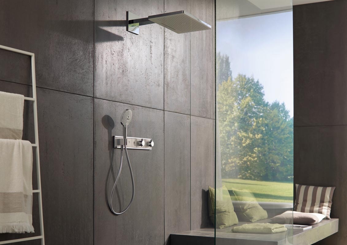 Купить Hansgrohe Rainmaker Select Верхний душ 460 3jet EcoSmart 9 л/мин с держателем хром-белый матовый 24017400 в магазине wardena.ru