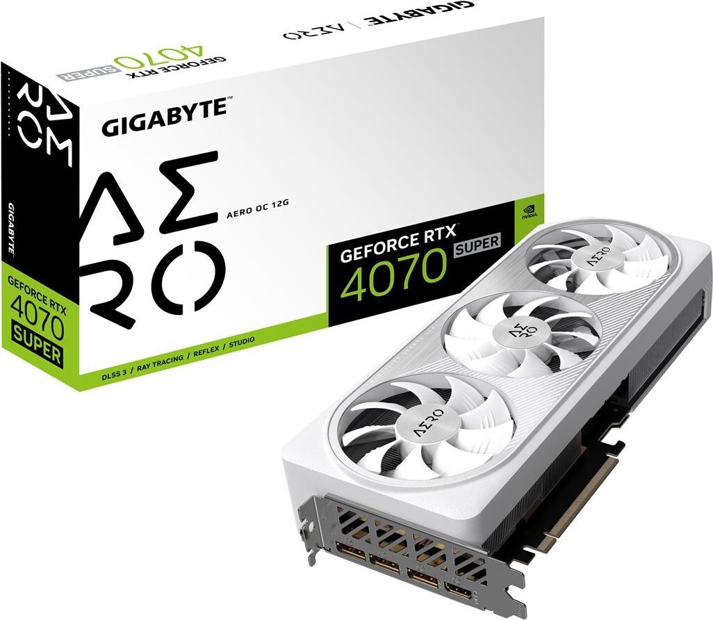 Купить Gigabyte GeForce RTX 4070 SUPER AERO OC 12GB - 12GB GDDR6X, HDMI, 3x DP (GV-N407SAERO OC-12GD) в магазине wardena.ru
