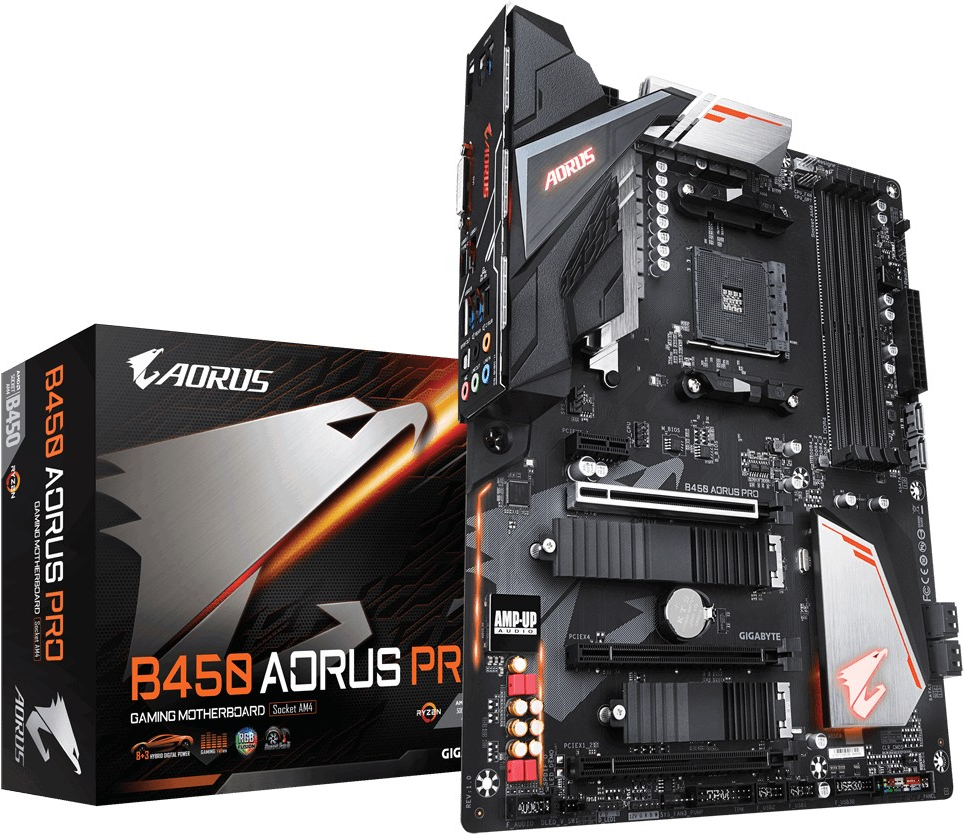 Купить Gigabyte B450 AORUS PRO - 1.0 - Motherboard - ATX - Socket AM4 - AMD B450 - USB 3.1 Gen 1, USB-C Gen2, USB 3.1 Gen 2 - Gigabit LAN - Onboard-Grafik (CPU erforderlich) - HD Audio (8-Kanal) в магазине wardena.ru
