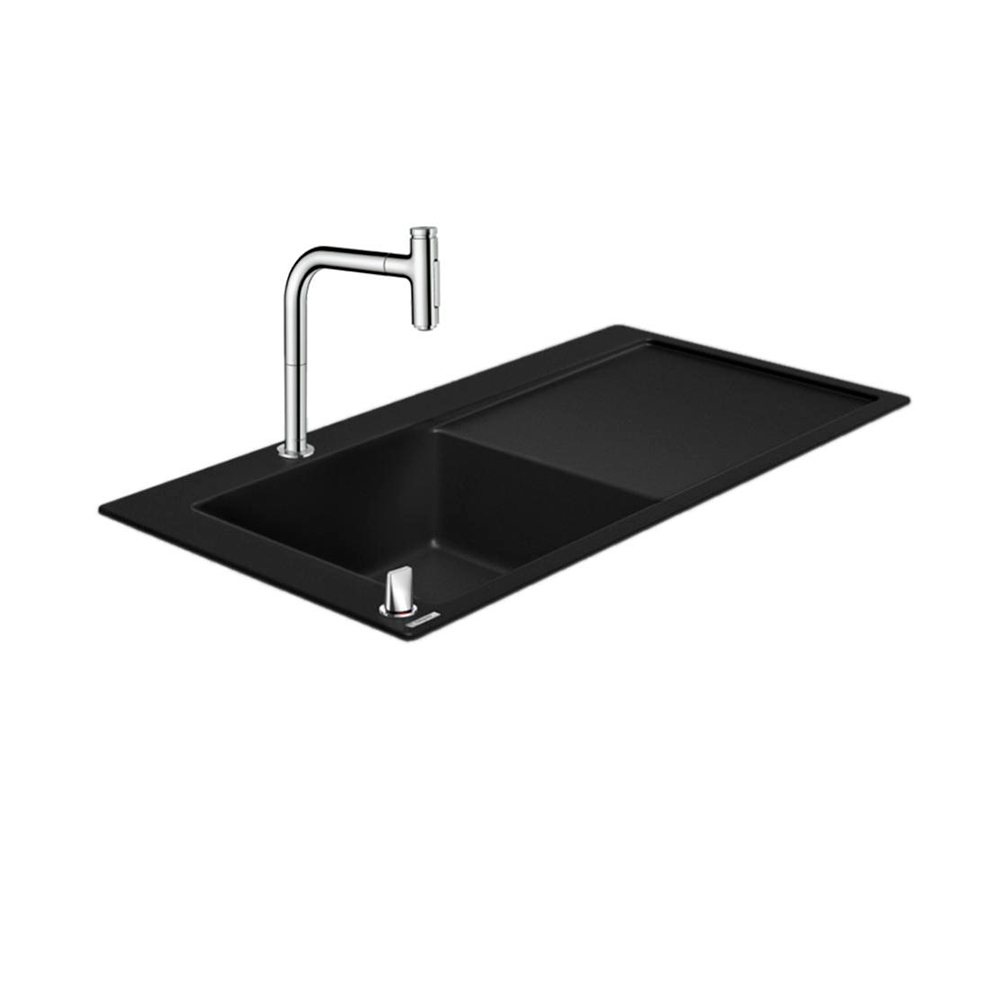 Купить Hansgrohe C51-F450-12 Кухонная комбинация с крылом 450 хром-черный матовый 43228000 в магазине wardena.ru