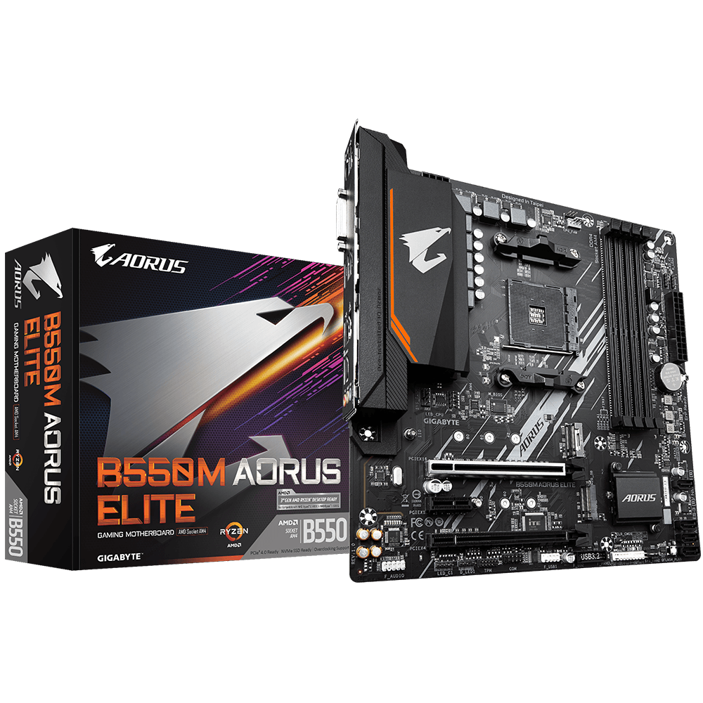 Купить Gigabyte B550M AORUS ELITE - 1.0 - Motherboard - micro ATX - Socket AM4 - AMD B550 - USB 3.2 Gen 1 - Gigabit LAN - Onboard-Grafik (CPU erforderlich) - HD Audio (8-Kanal) в магазине wardena.ru