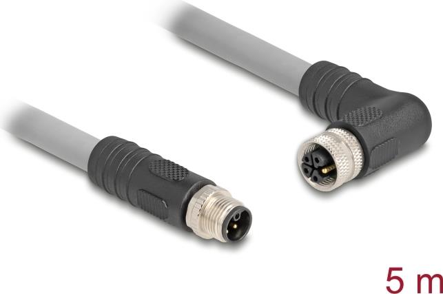 Купить Delock M12 Kabel L-kodiert 5 Pin Stecker gerade zu Buchse rechts gewinkelt PUR (80545) в магазине wardena.ru