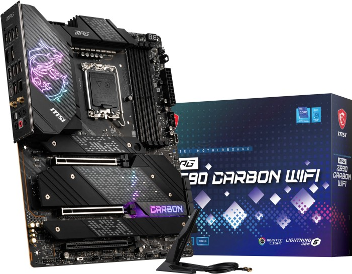 Купить MSI MPG Z690 CARBON WIFI - Motherboard - ATX - LGA1700-Sockel - Z690 Chipsatz - USB-C Gen2, USB 3.2 Gen 1, USB 3.2 Gen 2, USB-C Gen 2x2 - 2.5 Gigabit LAN, Wi-Fi, Bluetooth - Onboard-Grafik (CPU erforderlich) - HD Audio ( (7D30-005R) в магазине wardena.ru