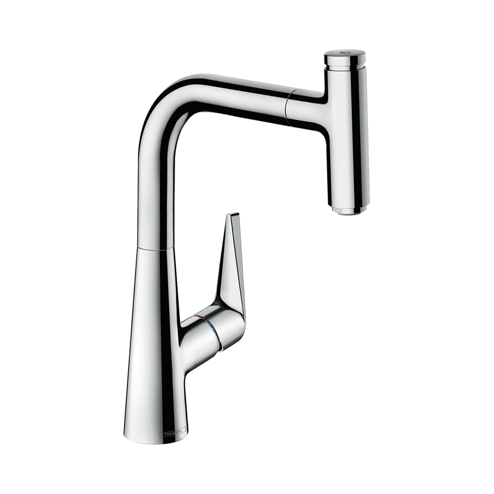 Купить Hansgrohe Talis Select M51 Кухонный смеситель однорычажный 220 с вытяжным изливом 1jet sBox сталь 73852800 в магазине wardena.ru