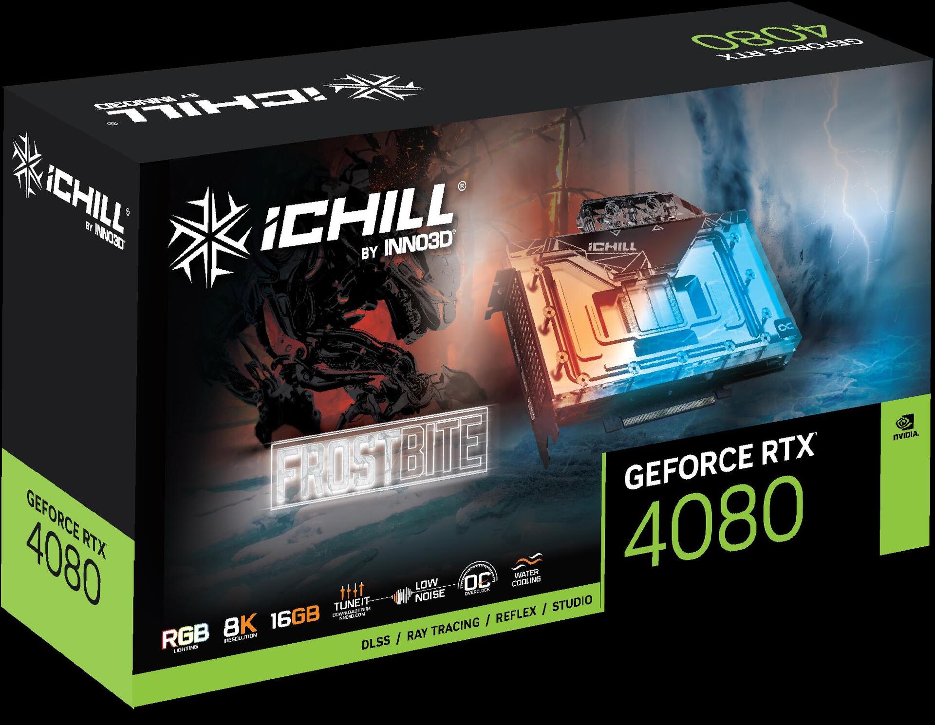 Купить InnoVISION Inno3D iChiLL GeForce RTX 4080 Frostbite - Grafikkarten - GeForce RTX 4080 - 16GB GDDR6X - PCIe 4,0 x16 - HDMI, 3 x DisplayPort (C4080-166XX-1870FB) в магазине wardena.ru