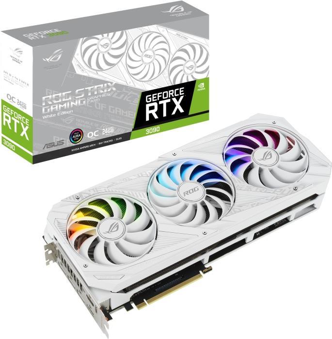 Купить ASUS ROG-STRIX-RTX3090-O24G-WHITE - OC Edition - Grafikkarten - GF RTX 3090 - 24 GB GDDR6X - PCIe 4.0 - 2 x HDMI, 3 x DisplayPort - weiß (90YV0F96-M0NM00) в магазине wardena.ru