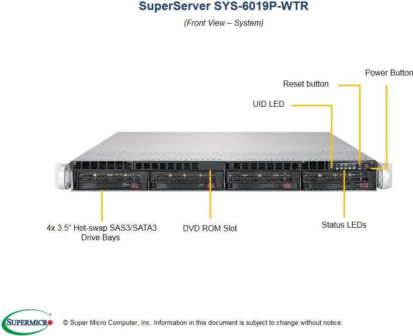 Купить Super Micro Supermicro SuperServer 6019P-WTR - Server - Rack-Montage - 1U - zweiweg - RAM 0GB - SATA - Hot-Swap 8,9 cm (3.5") - kein HDD - AST2500 - GigE - kein Betriebssystem - Monitor: keiner (SYS-6019P-WTR) в магазине wardena.ru