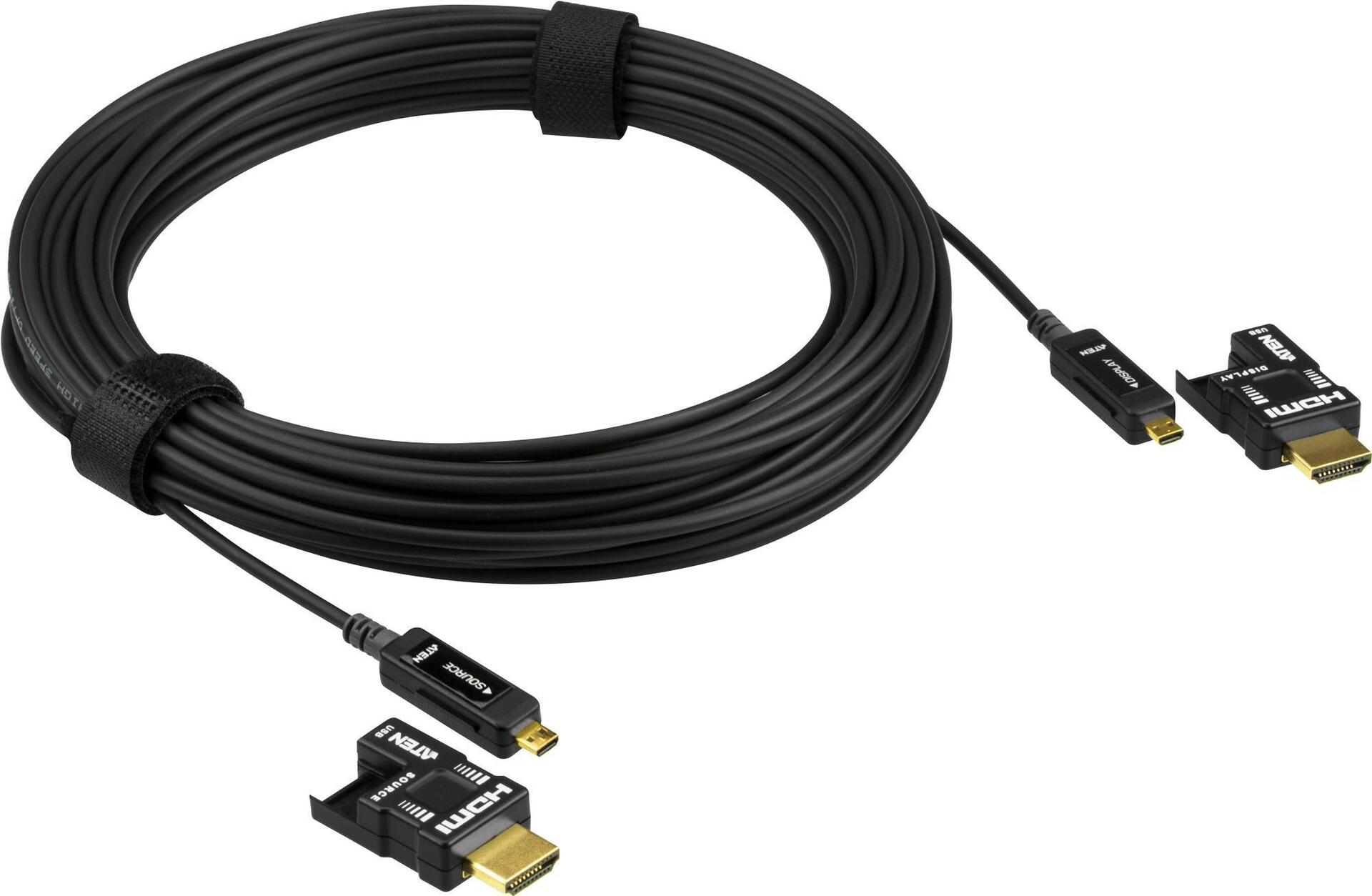 Купить ATEN VanCryst VE7833 - HDMI-Kabel - HDMI (M) bis HDMI (M) - 30,0m - Hybrid Kupfer/Kohlefaser - Schwarz - aktiv, Plenum, 4K Unterstützung (VE7833-AT) в магазине wardena.ru