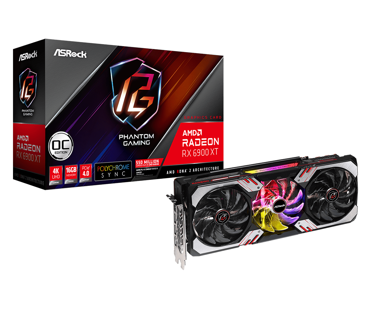 Купить Asrock Phantom Gaming 90-GA2DZZ-00UANF Grafikkarte AMD Radeon RX 6900 XT 16 GB GDDR6 (90-GA2DZZ-00UANF) в магазине wardena.ru