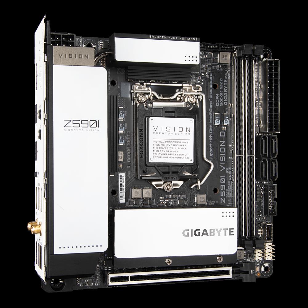 Купить Gigabyte Z590I VISION D - Intel - LGA 1200 - Intel® Celeron® - Intel® Core™ i3 - Intel Core i5 - Intel Core i7 - Intel Core i9 - Intel® Pentium® - LGA 1200 (Socket H5) - DDR4-SDRAM - DIMM (Z590I VISION D) в магазине wardena.ru