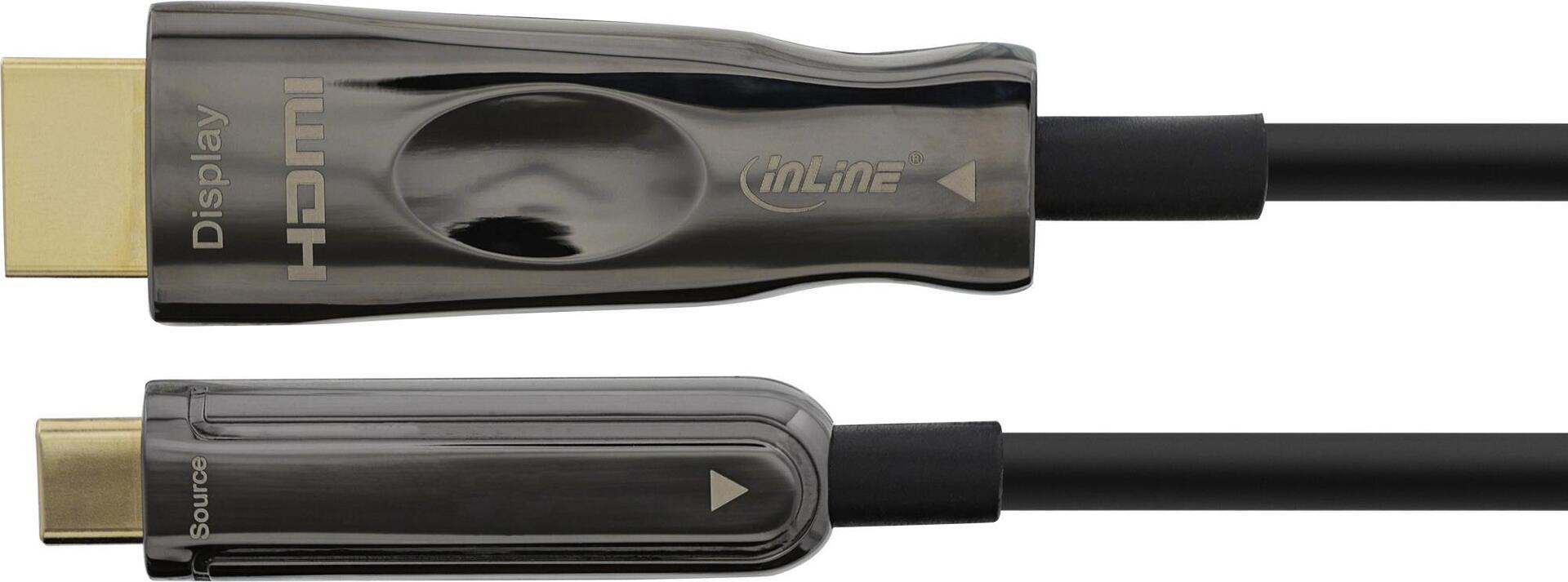 Купить InLine - Adapterkabel - USB-C männlich zu HDMI männlich - 25,0m - Hybrid Kupfer/Kohlefaser - Schwarz - rund, Active Optical Cable (AOC), unterstützt 4K 60 Hz (3840 x 2160), unterstützt 4K 60 Hz (4096 x 2160) (64225A) в магазине wardena.ru
