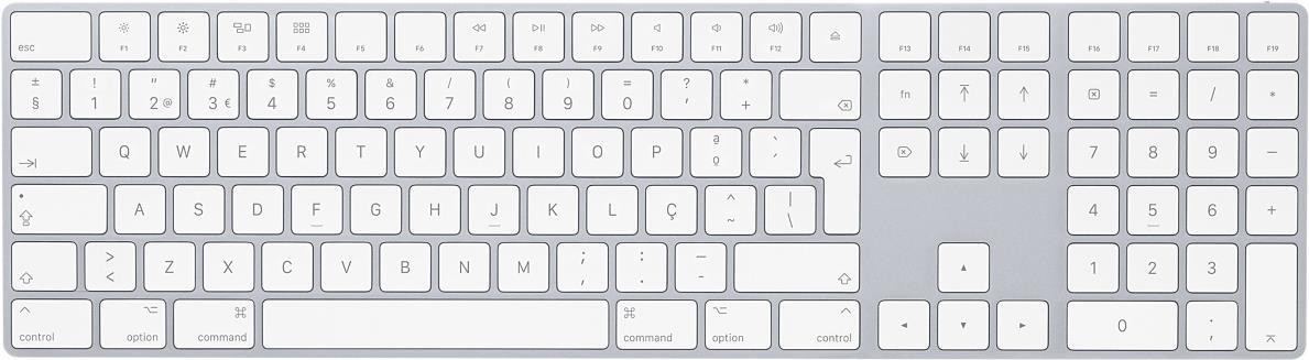 Купить Apple Magic Keyboard mit Ziffernblock - Tastatur - Bluetooth - QWERTY - Portugiesisch - Silber - für 10.2" iPad; 10.5" iPad Air; 10.9" iPad Air; iPad mini 5; iPhone 11, 12, 13, SE (MQ052PO/A) в магазине wardena.ru