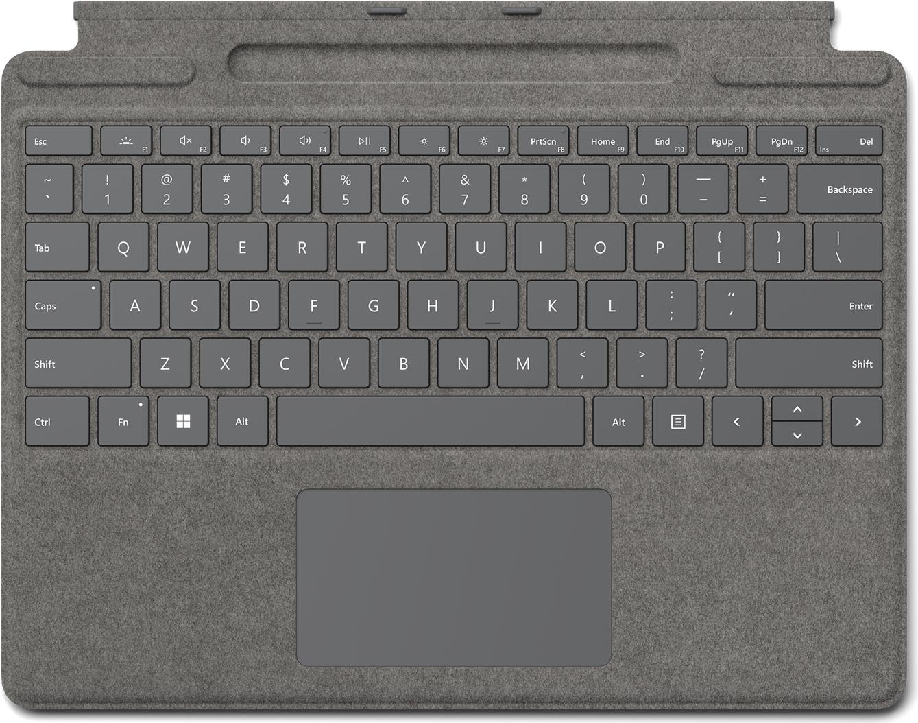 Купить Microsoft Surface Pro Signature Keyboard - Tastatur - mit Touchpad, Beschleunigungsmesser, Surface Slim Pen 2 Ablage- und Ladeschale - Spanisch - Platin - kommerziell - für Surface Pro 8 (8XB-00072) в магазине wardena.ru