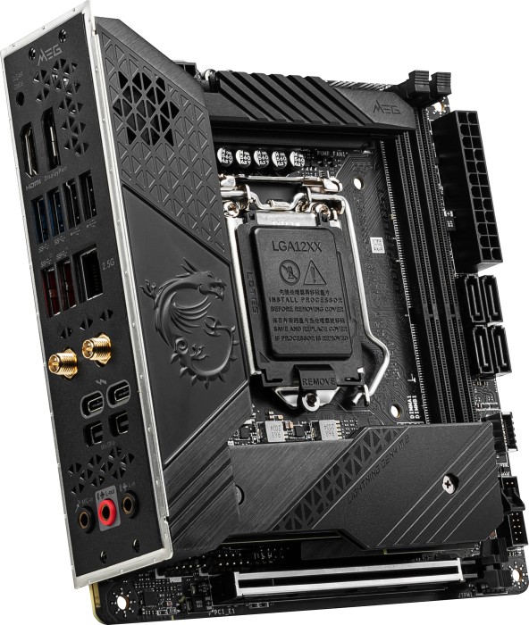 Купить MSI MEG Z590I UNIFY - Motherboard - Mini-ITX - LGA1200-Sockel - Z590 - USB-C Gen2, USB 3.2 Gen 1, USB 3.2 Gen 2 - 2.5 Gigabit LAN, Wi-Fi, Bluetooth - Onboard-Grafik (CPU erforderlich) - HD Audio (8-Kanal) (7D05-001R) в магазине wardena.ru