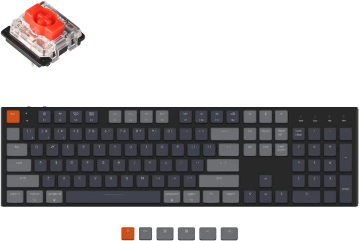 Купить Kabellose Gaming-Tastatur Keychron K5 RGB Wireless Full - US-Layout - Gateron Red (K5-B1) (X00308Q8SD) в магазине wardena.ru