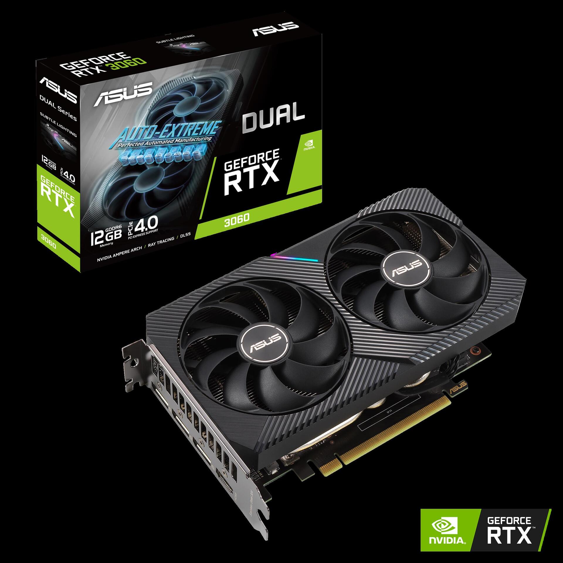 Купить ASUS Dual -RTX3060-12G-V2 NVIDIA GeForce RTX 3060 12 GB GDDR6 (90YV0GB3-M0NA10) в магазине wardena.ru