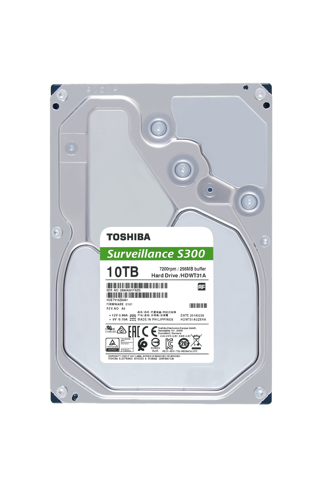 Купить Toshiba S300 Surveillance - Festplatte - 6 TB - intern - 3.5" (8.9 cm) - SATA 6Gb/s - 7200 U/min - Puffer: 256 MB (HDWT360UZSVA) в магазине wardena.ru